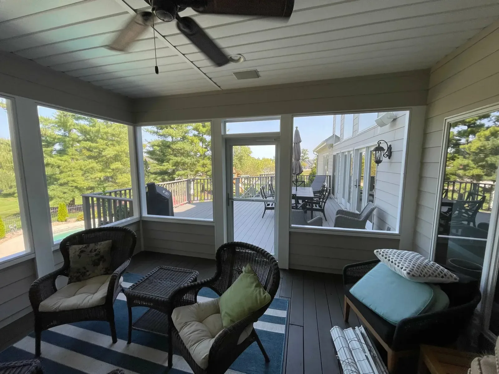 Screened porch, built and furnished